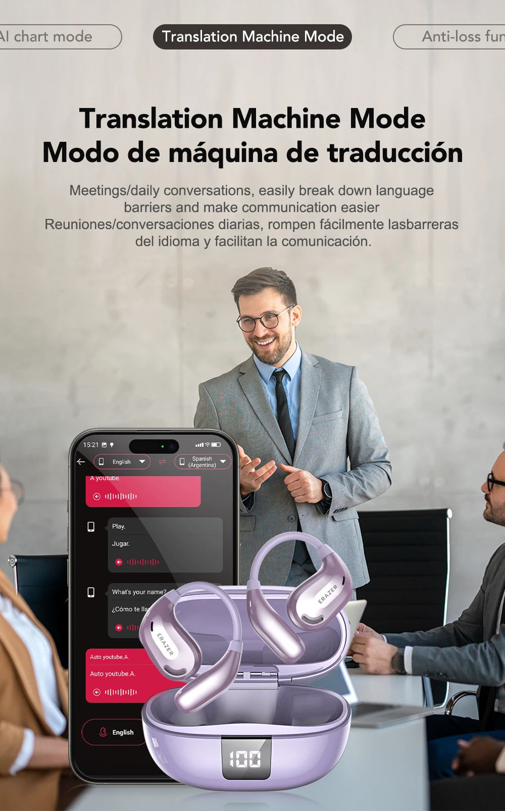 Translation Earphone ERAZER XT66pro OWS(Apps required)