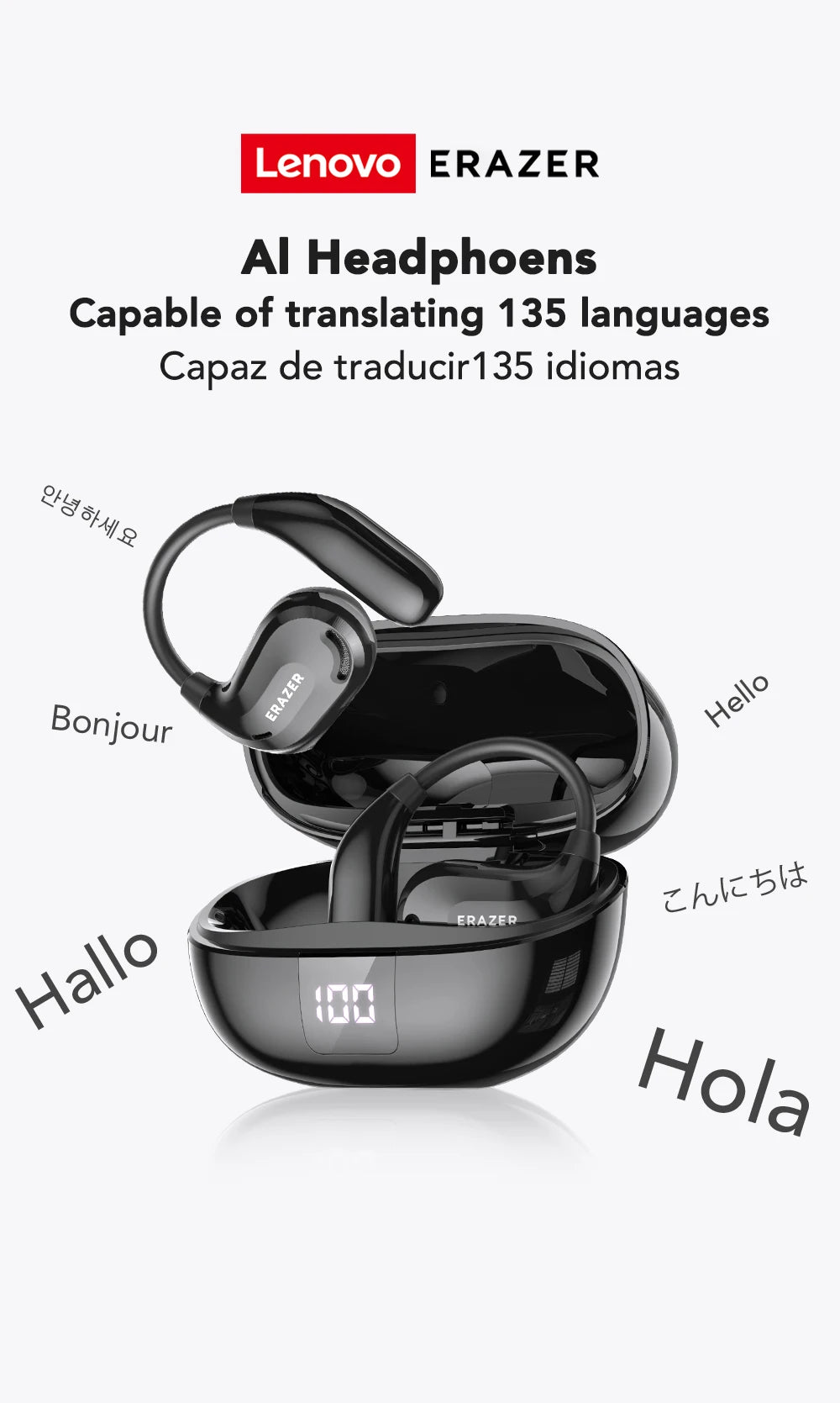 Translation Earphone ERAZER XT66pro OWS(Apps required)
