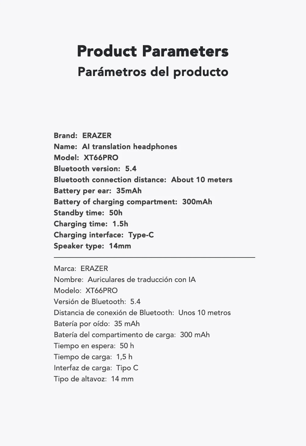 Translation Earphone ERAZER XT66pro OWS(Apps required)