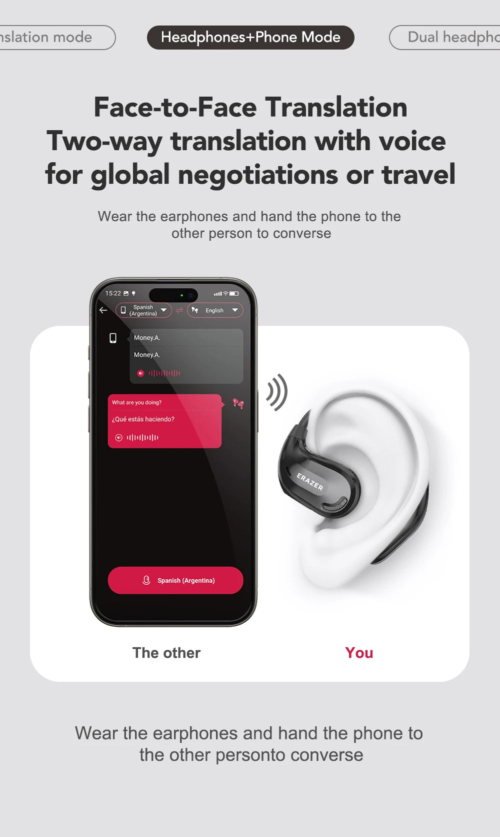 Translation Earphone ERAZER XT66pro OWS(Apps required)