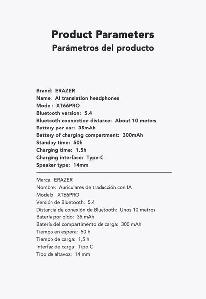 Translation Earphone ERAZER XT66pro OWS(Apps required)